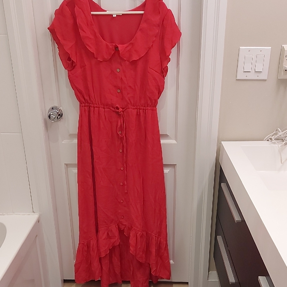 Cleo Fuscia Button-Down Maxi Dress